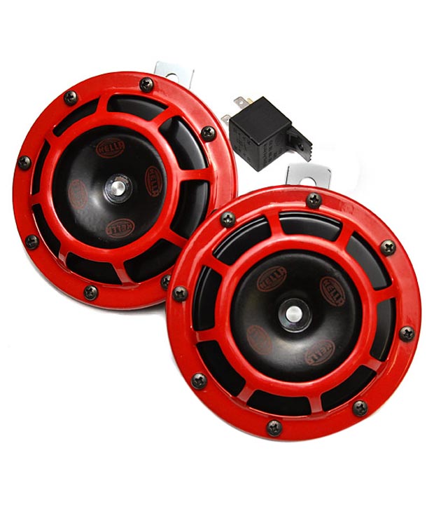 Hella - Powerful Loud Stylish Red Grill Horn for Car and Bike (Set of 2)